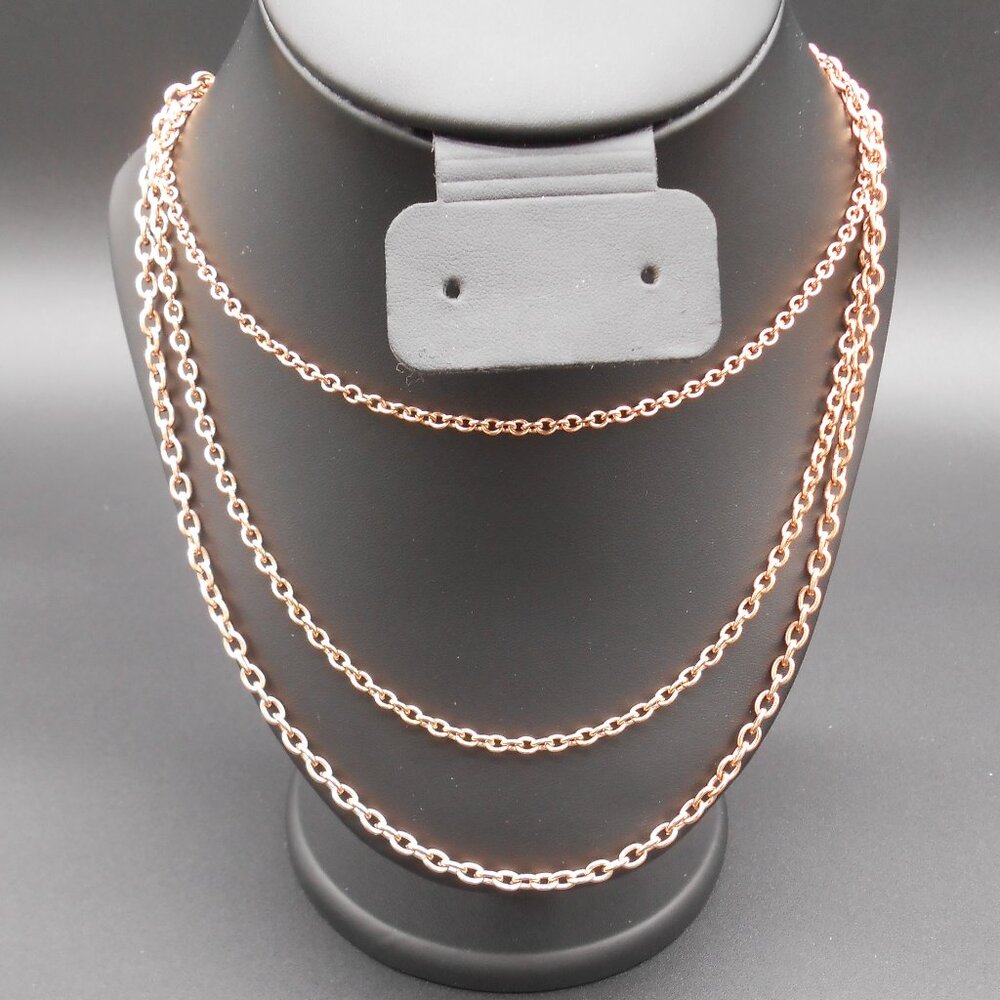 Necklace, Ever True Set of 3 Rolo Chains in ION Plated RG Stainless Steel
